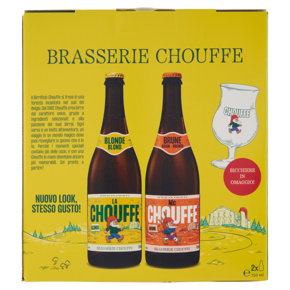 Chouffe Mc Chouffe Brune, La Chouffe Blonde 2 x 750 ml + 1 Bicchiere