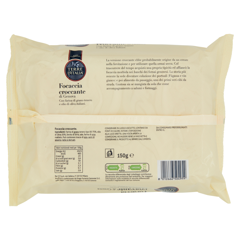 Terre d'Italia Focaccia croccante di Genova 150 g