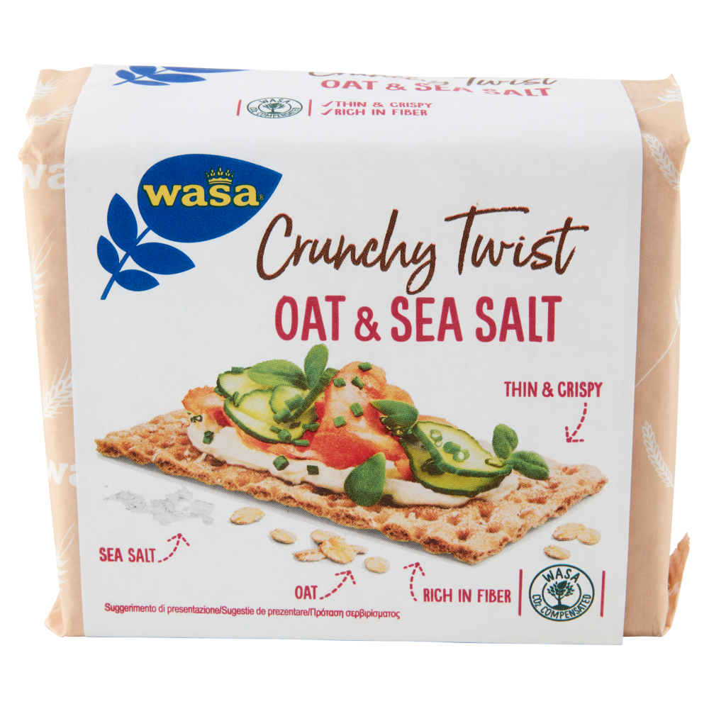Wasa Chruncy Twist Cracker con Farina Integrale di Avena e Fiocchi d'Avena 265g