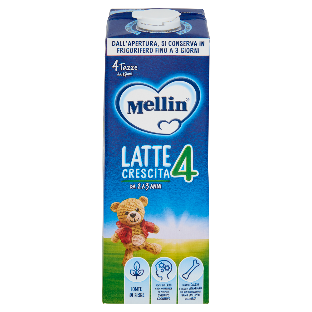 MELLIN 4 - Latte di Crescita Liquido, dal 24° mese compiuto al 36°, Fonte di Ferro, 1L