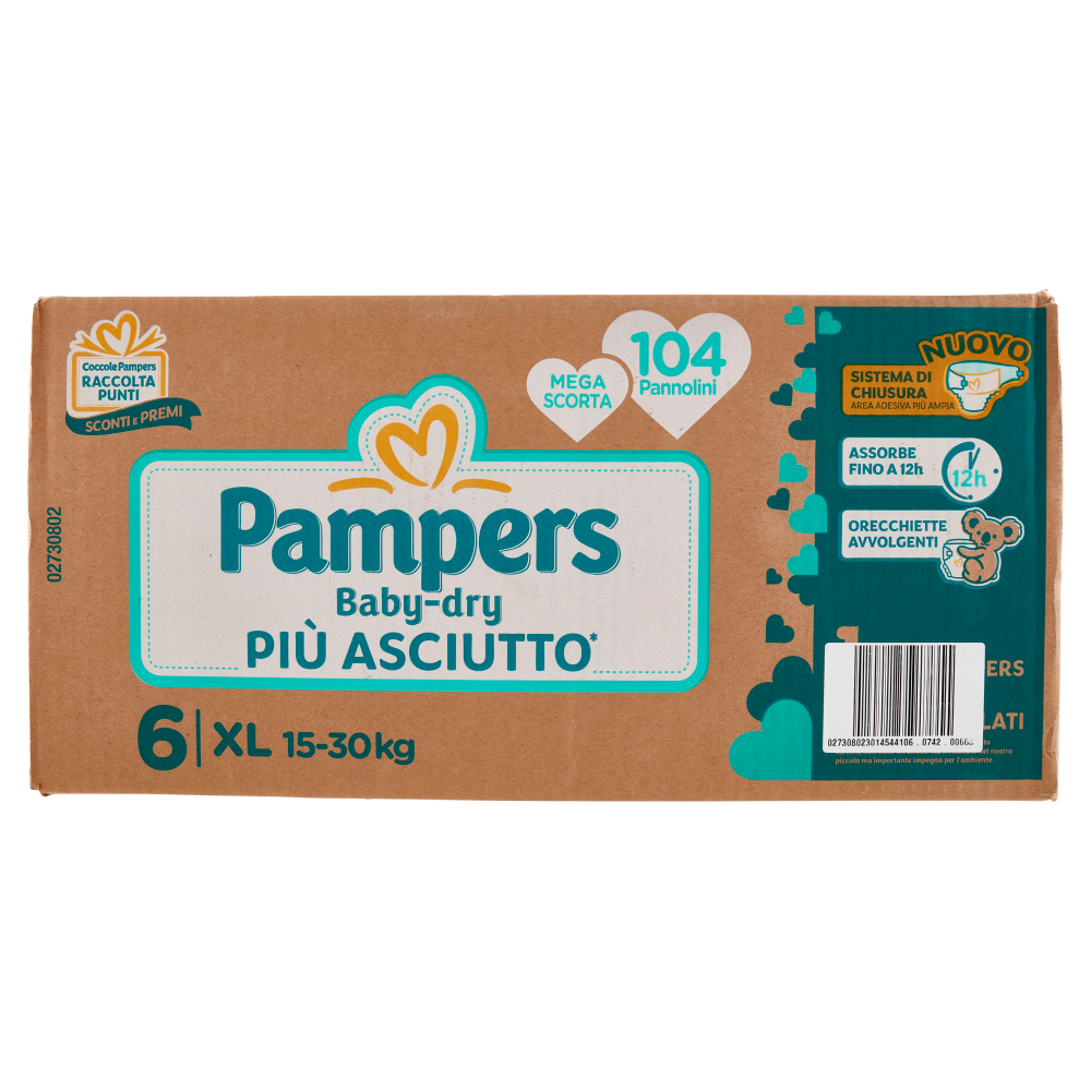 Pampers Baby-dry XL 104 pz