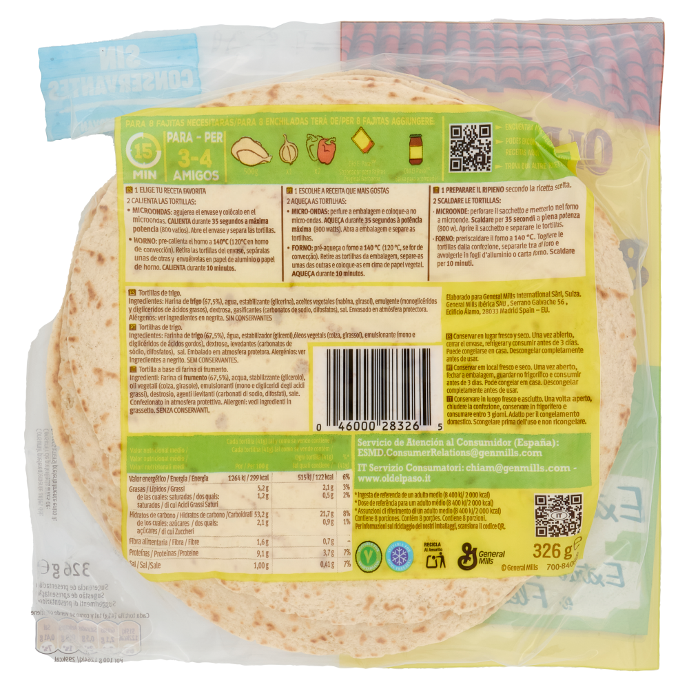 Old El Paso 8 Tortillas Frumento 8 x 41 g