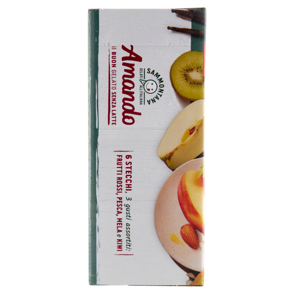 Sammontana Amando 6 Stecchi Frutti Rossi, Pesca, Mela e Kiwi 6 x 55 g