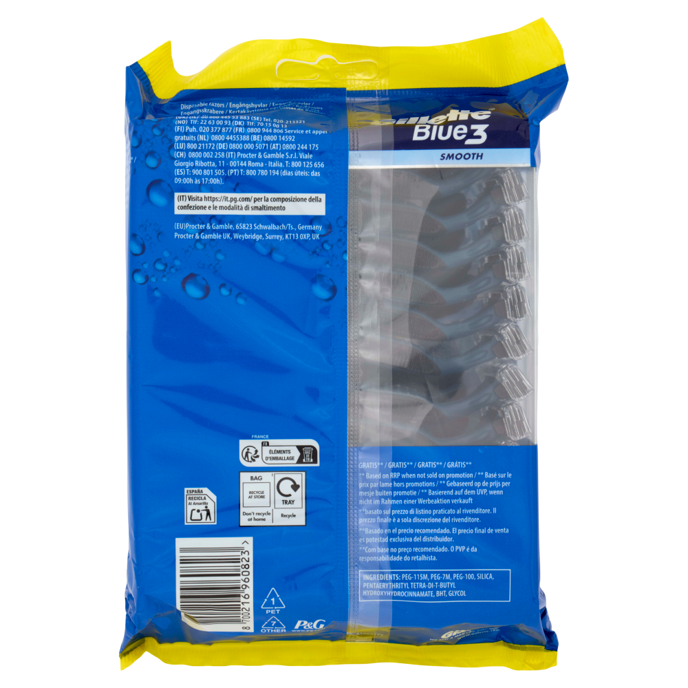 Gillette Blue3 Smooth Rasoio Uomo Usa e Getta a 3 Lame, Confezione da 16 rasoi+8 Gratis = 24 Rasoi