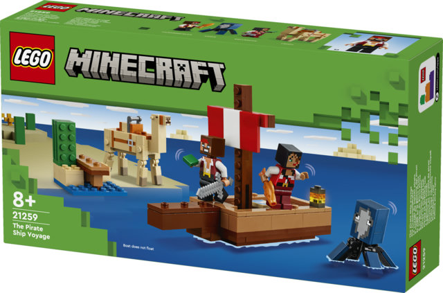 LEGO Minecraft 21259 Il Viaggio del Galeone dei Pirati, Barca Giocattolo da Costruire con Personaggi, Giochi per Bambini 8+
