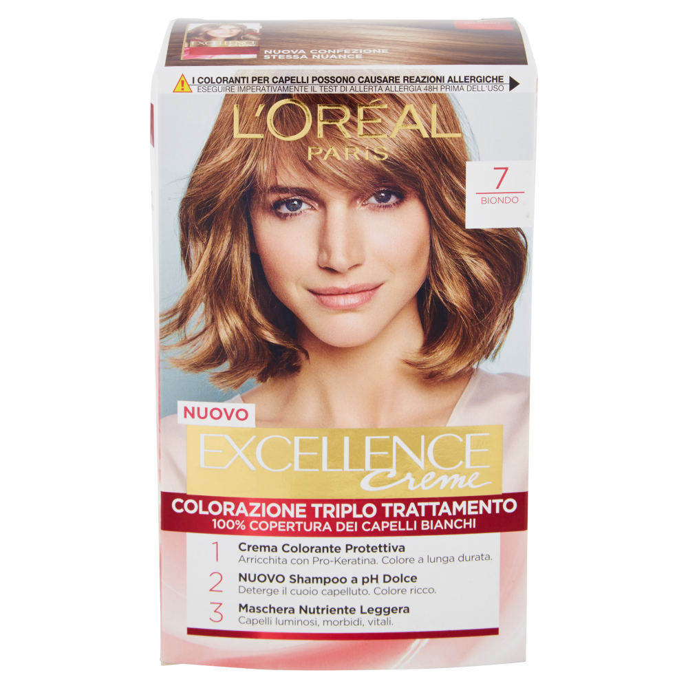 L'Or&eacute;al Paris Excellence Crema colorante triplo trattamento avanzato, 7 Biondo