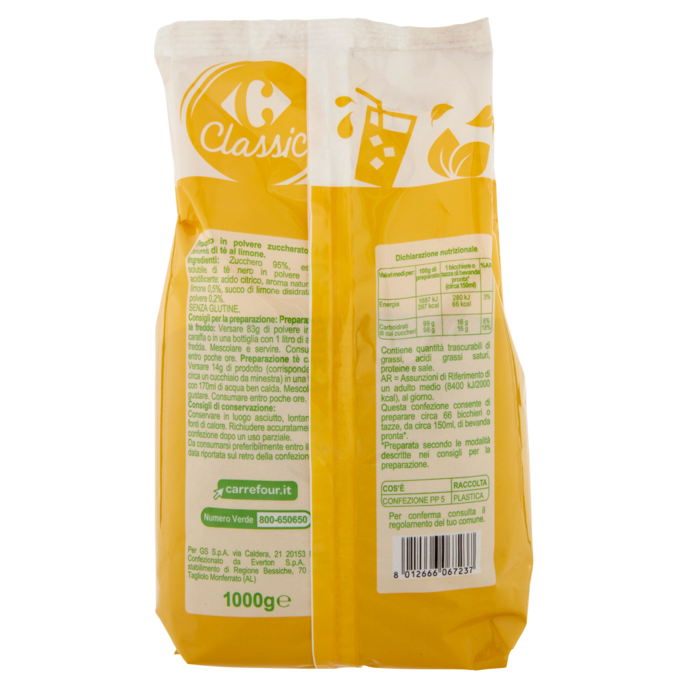 Carrefour Classic Preparato Solubile Tè al Limone 1000 g