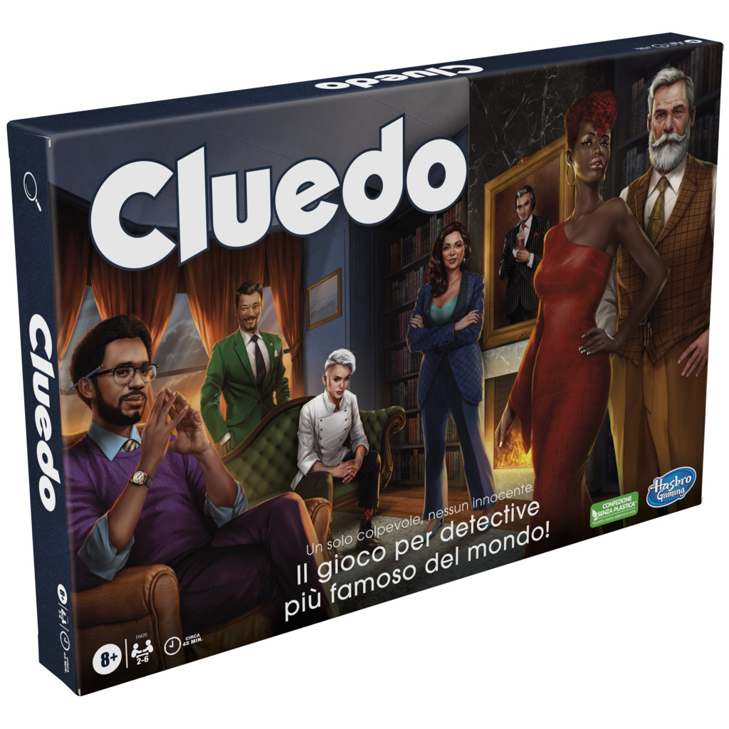 Cluedo Classico Refresh, gioco in scatola, gioco rivisitato per 2-6 giocatori, giochi di mistero giochi investigativi, giochi per la famiglia per bambini e adulti