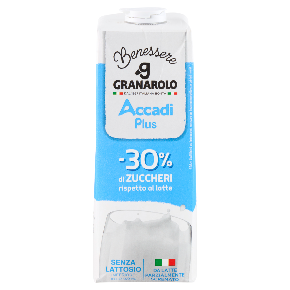 Granarolo Benessere Accadì Plus -30% di Zuccheri Senza Lattosio da Latte Parzialmente Scremato 1 L