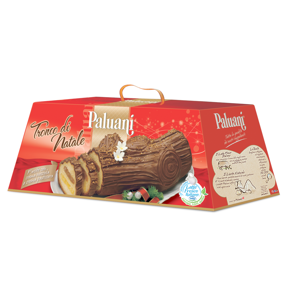 Paluani il Tronco di Natale Ricoperto di Cioccolato con Crema alla Nocciola e Pasticcera 750 g