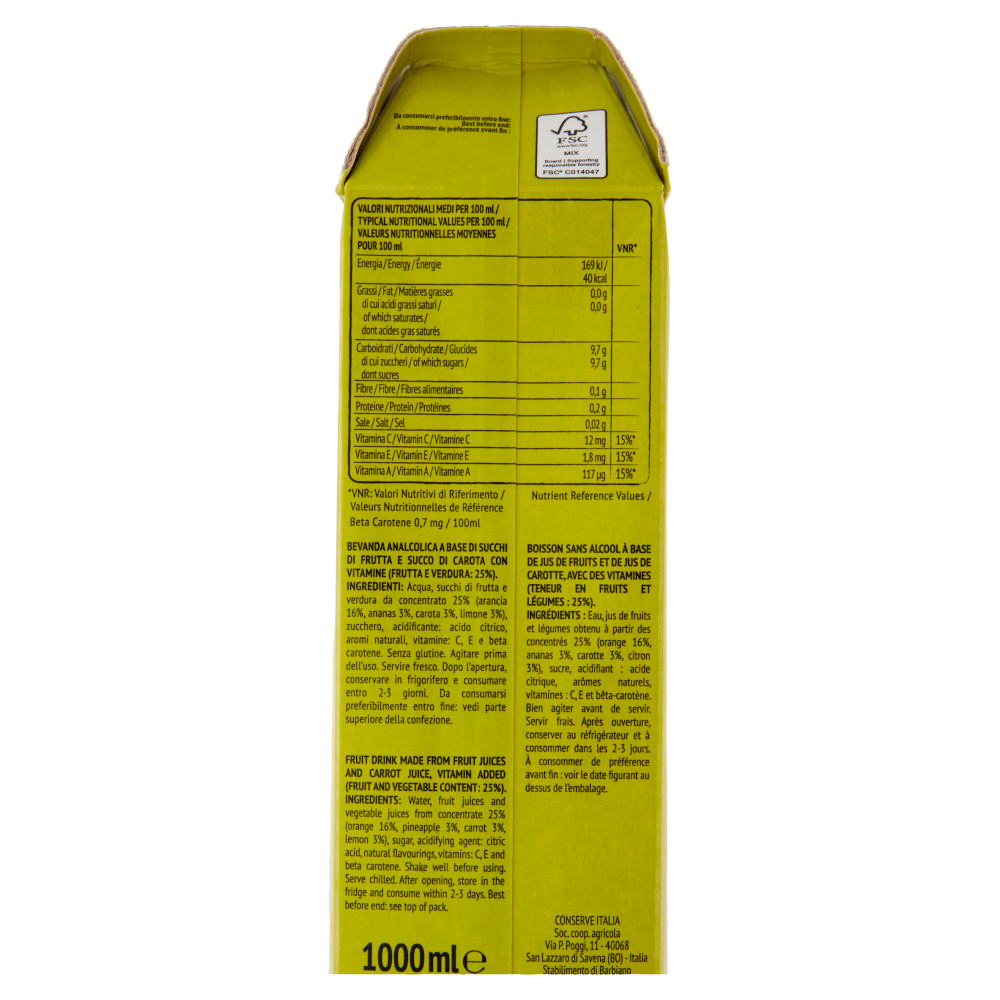 Yoga ACE Giallo Ananas Arancia Carota Limone con Vitamine 1000 ml