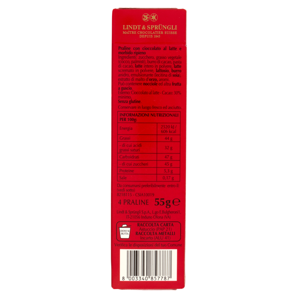 Lindt Lindor Tubino Cuore al Latte 55 g