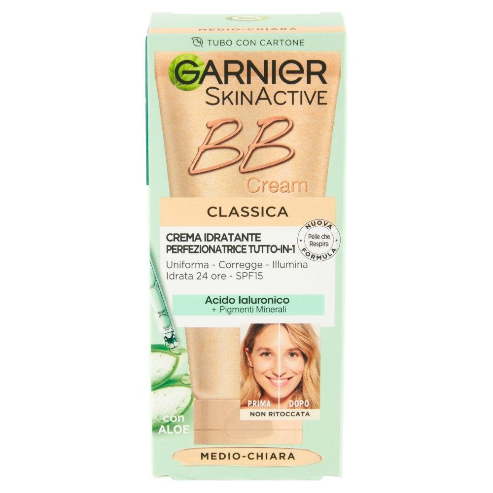 Garnier BB Cream Classic, con Acido Ialuronico, Tonalità Medio-Chiara