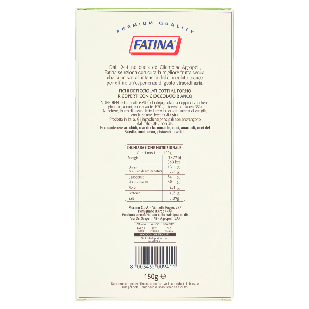 Fatina Fichi ricoperti con cioccolato bianco 150 g