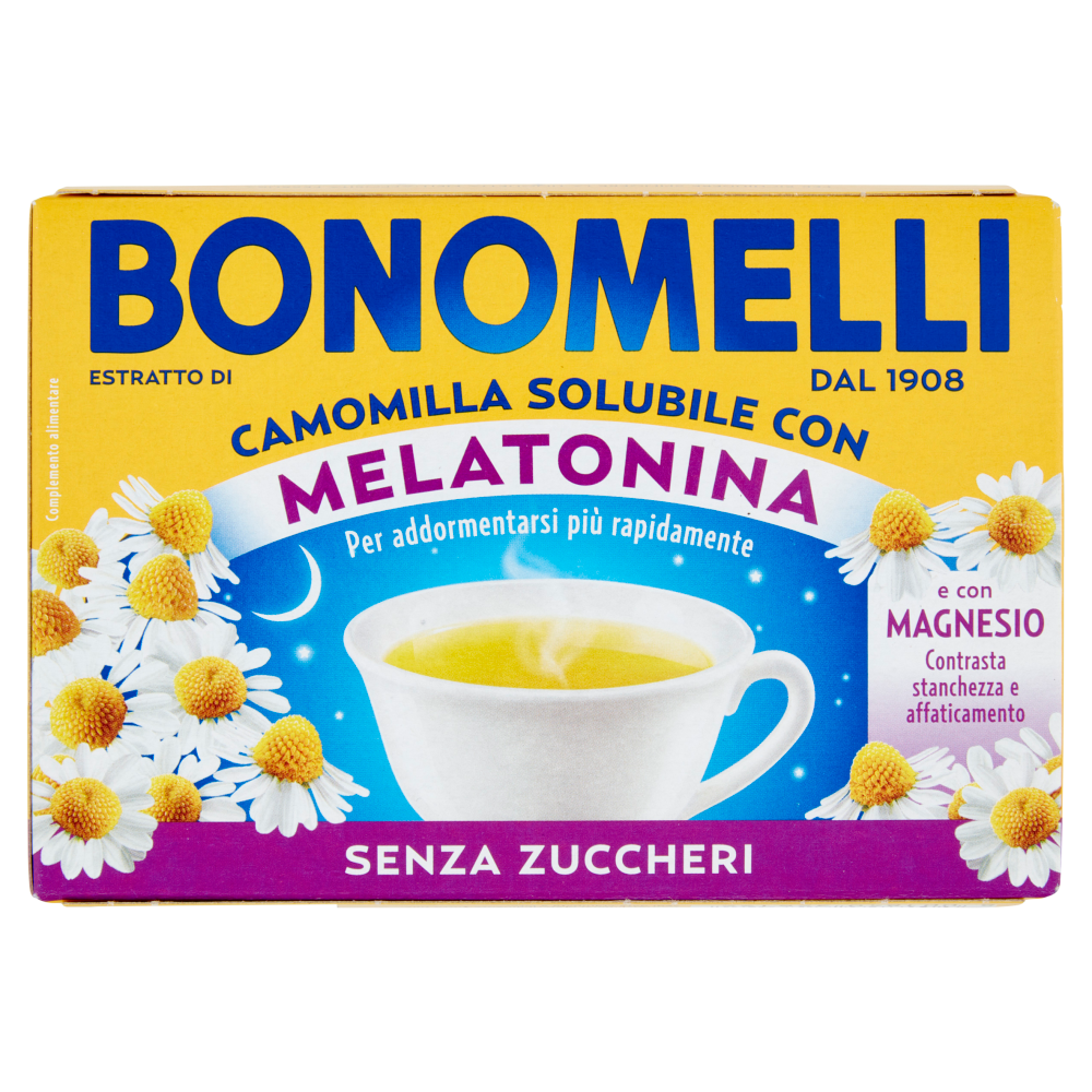 Bonomelli Estratto di Camomilla Solubile con Melatonina e con Magnesio Senza Zuccheri 16 x 4,5 g