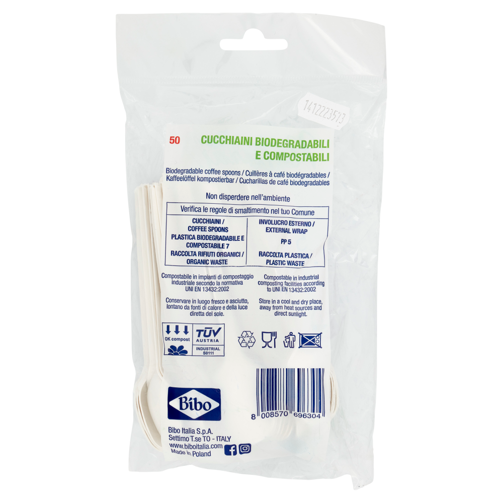 Natural Bibo cucchiaini Biodegradabili e compostabili 50 pz