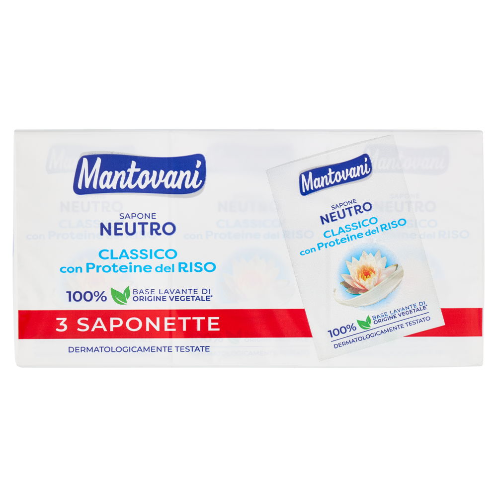 Mantovani Sapone Neutro Classico con Proteine del Riso 3 x 90 g