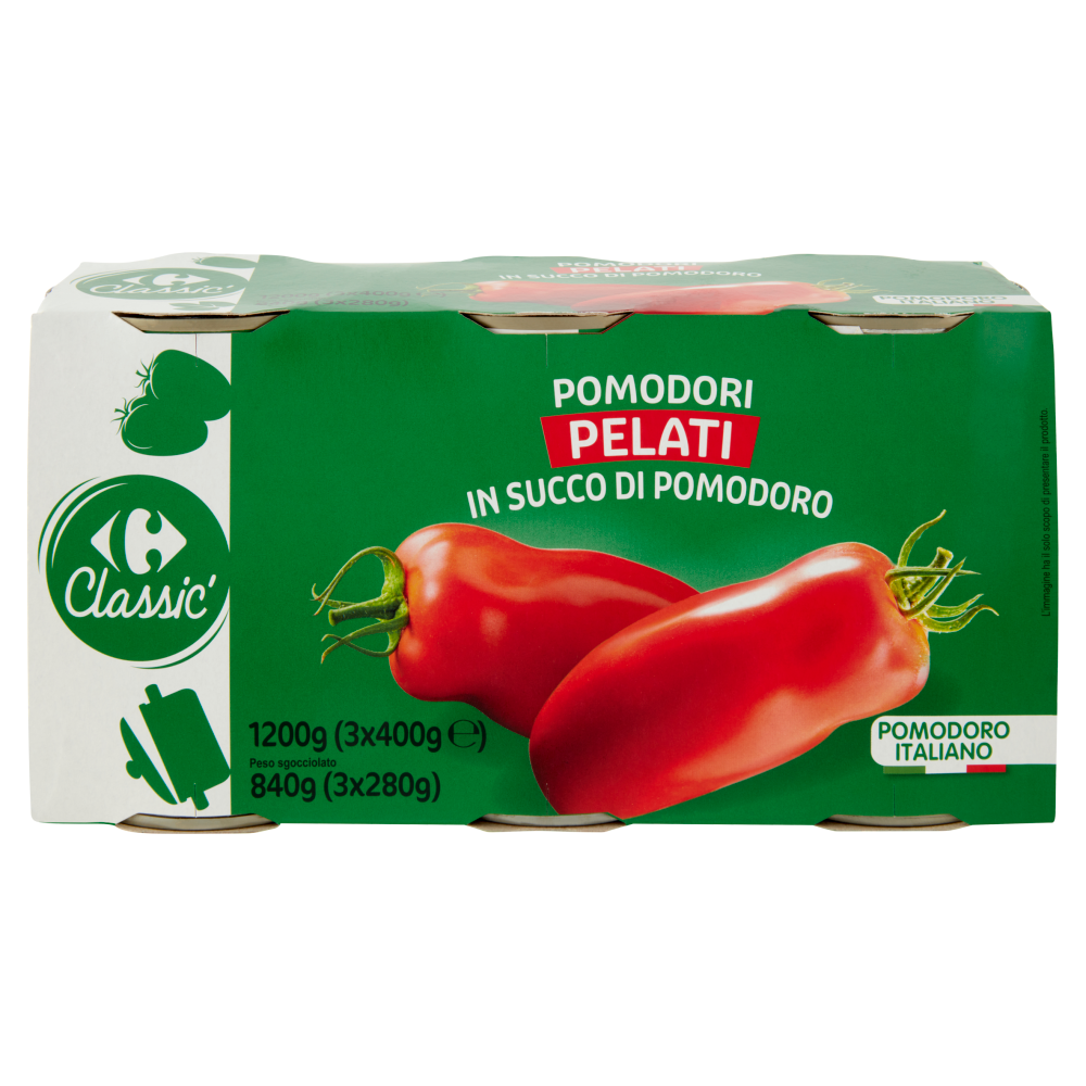 Carrefour Classic Pomodori Pelati in Succo di Pomodoro 3 x 400 g