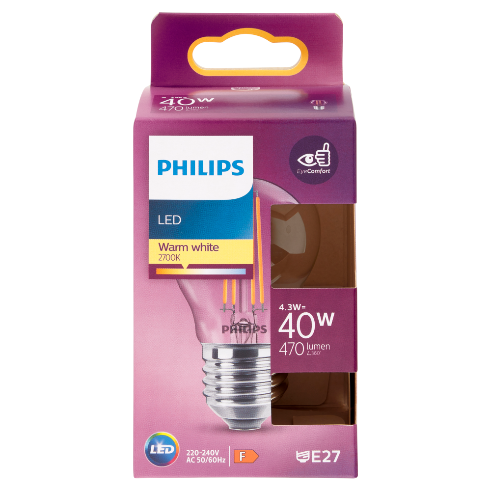 Philips Led sfera filamento 40W E27 2700K