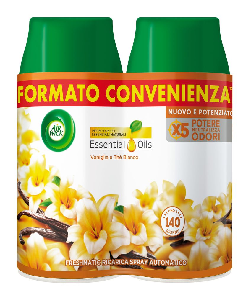 Air Wick Freshmatic Ricarica per Diffusore Bipacco Vaniglia e Thè Bianco