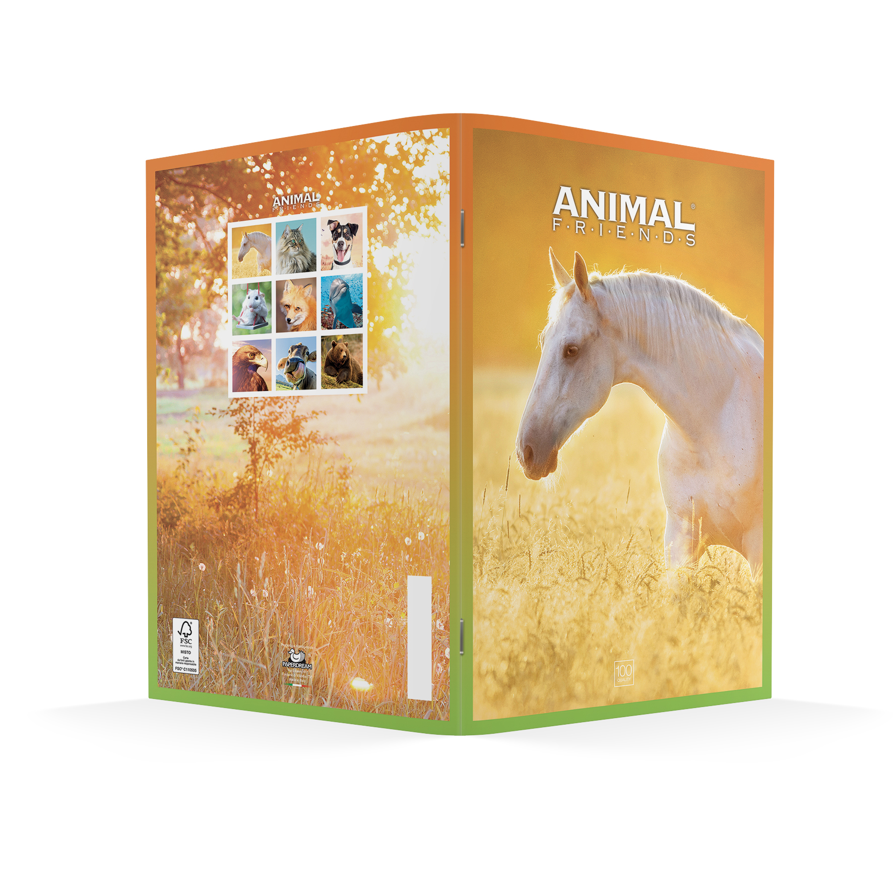 PaperDream Maxi quaderno Animal Friends A4 100gr rigatura 4M