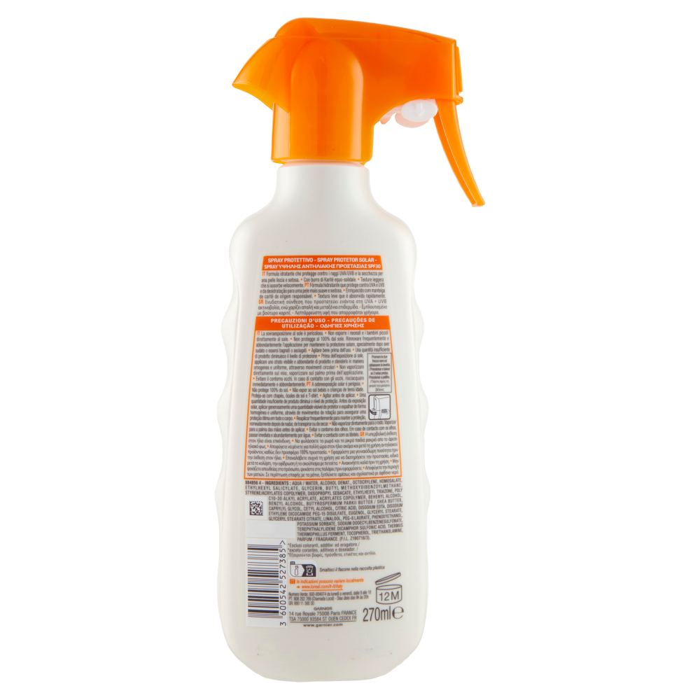 Garnier Ambre Solaire Spray Protettivo SPF 30, Protezione Alta, Idratazione 24H, 270 ml
