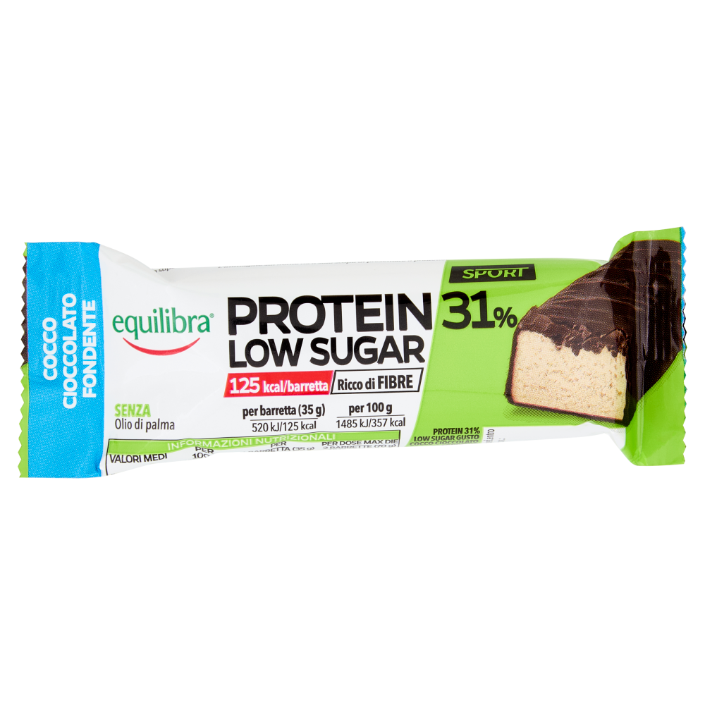 equilibra Sport Protein 31% Low Sugar Cocco Cioccolato Fondente 35 g