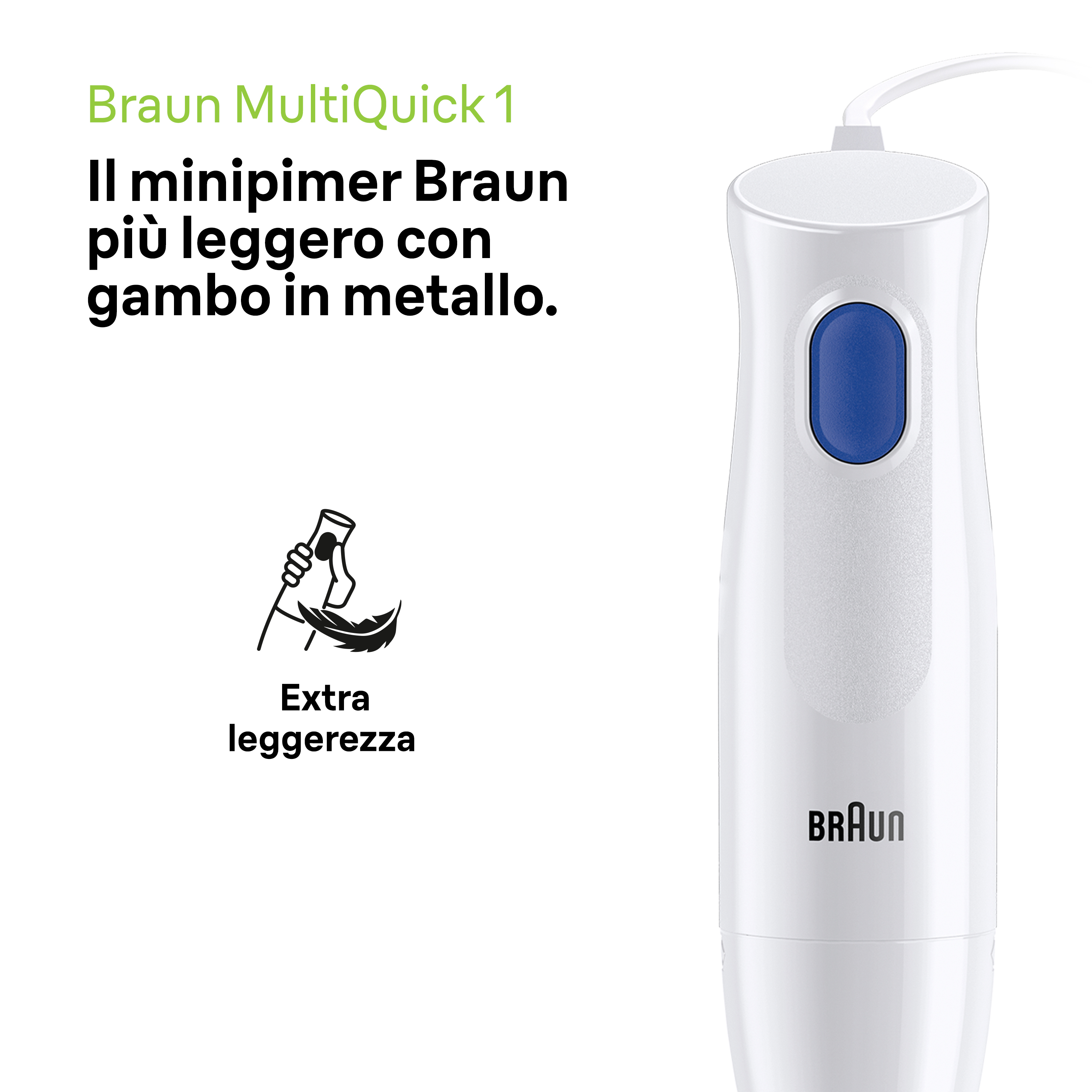 Braun MultiQuick 1 MQ10.201M Minipimer Frullatore ad immersione White