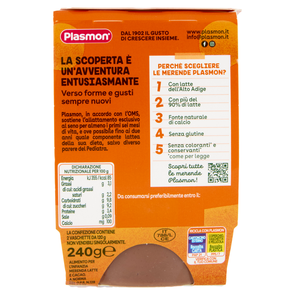 Plasmon la Merenda Latte e Cacao 2 x 120 g
