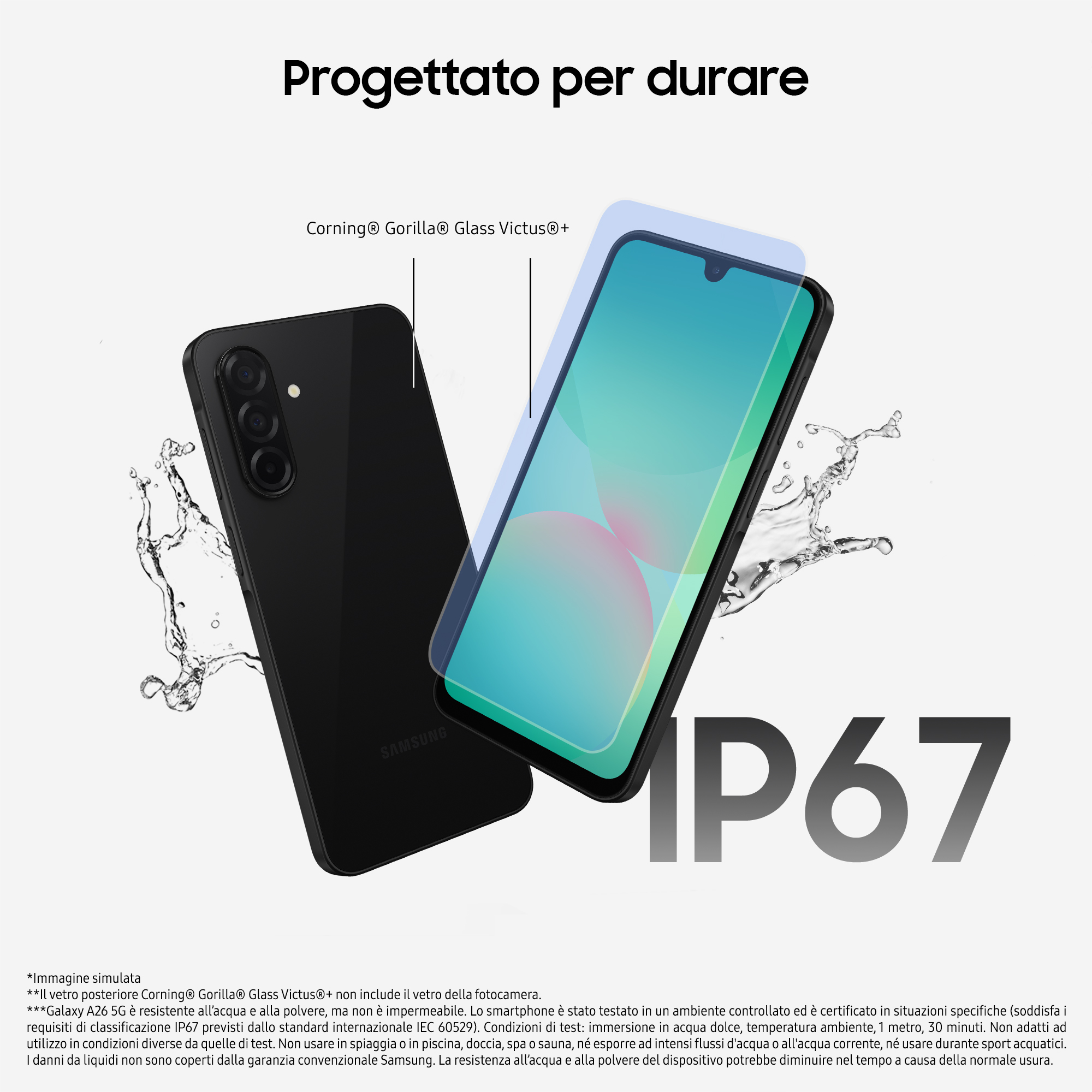 Samsung Galaxy A26 5G, Smartphone con Funzioni intelligenti, Display Super AMOLED 6.7&rdquo;, 6GB RAM, 128GB, Batteria 5.000 mAh, memoria espandibile, Black