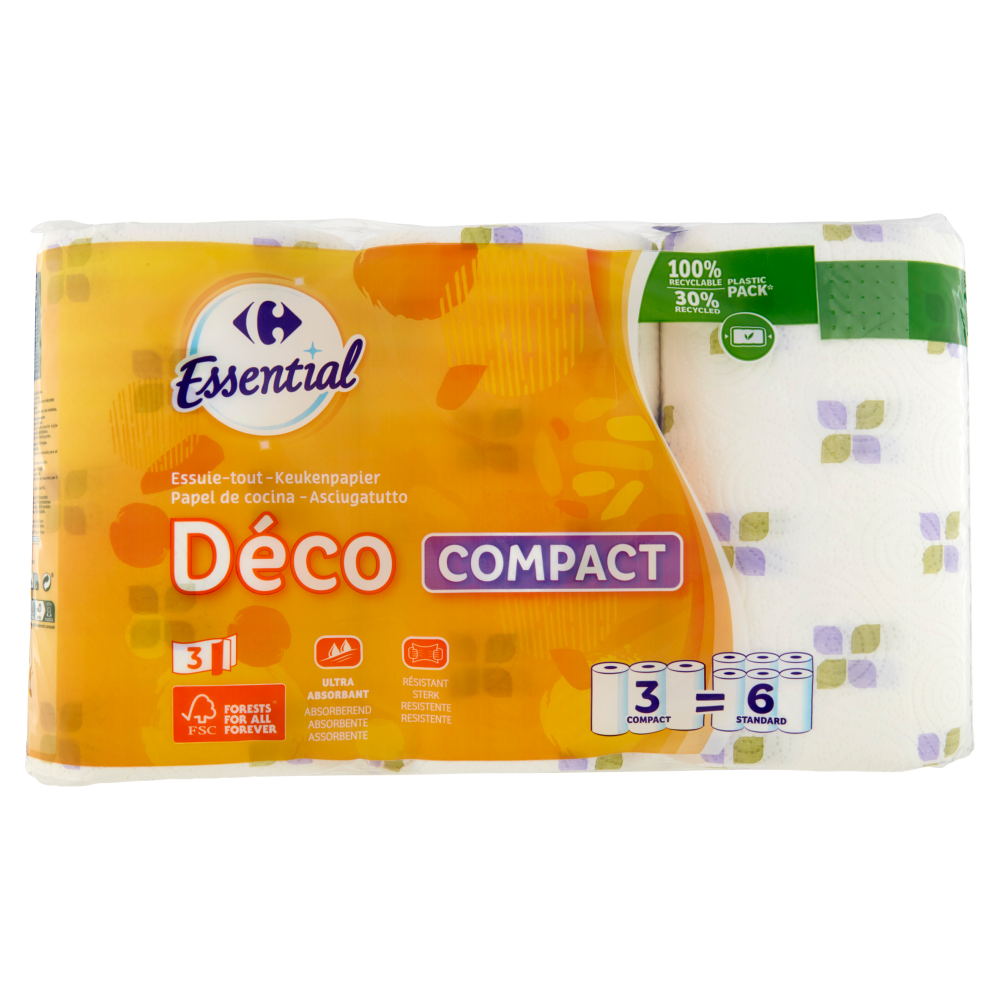 Carrefour Essential Asciugatutto Déco Compact 3 Veli 3 pz