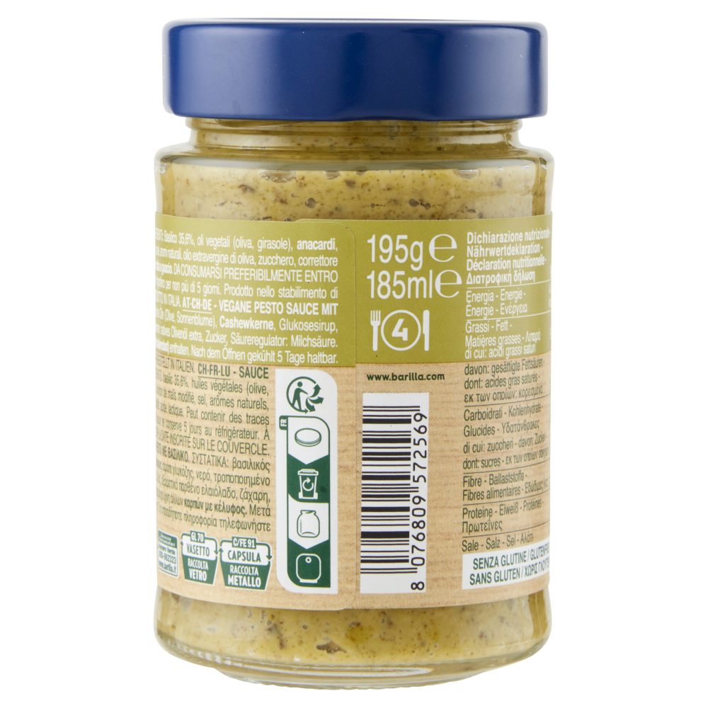 Barilla Pesto Genovese Vegan Condimento e Sugo per Pasta 195 g