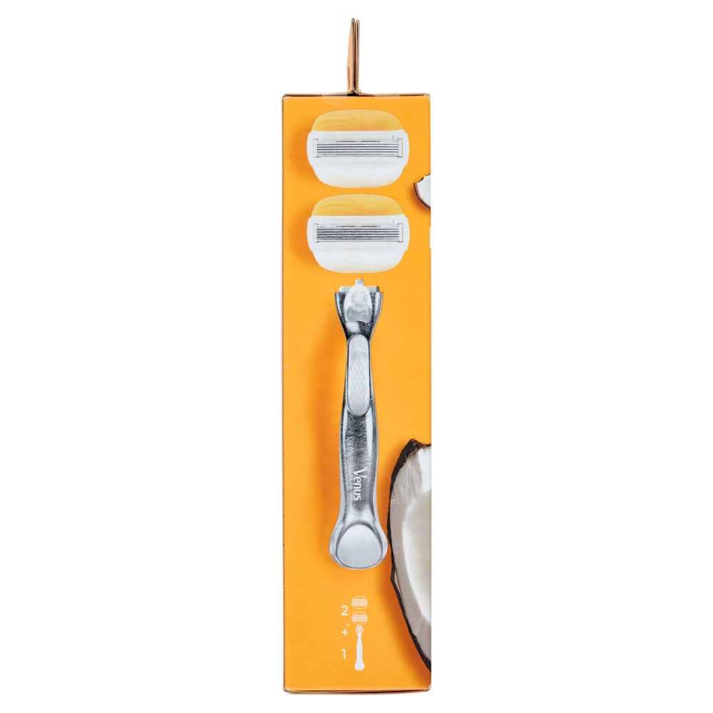 Gillette Venus Rasoio Donna Comfortglide Cocco Plus Olaz a 5 Lame, 1 Manico + 2 Lamette Donna