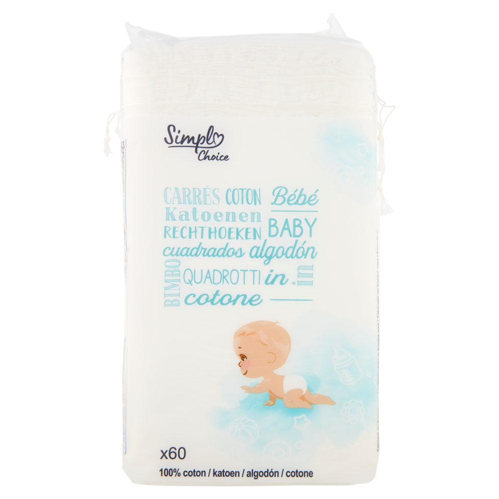 Simpl Choice Quadrotti in cotone Bimbo 60 pz