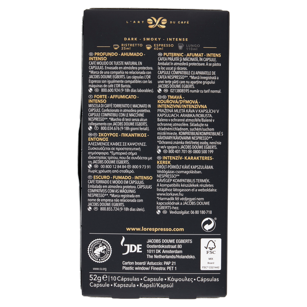 L'Or Espresso Onyx 12- 10 Capsule Caffè Compatibili con Macchine Nespresso*® Original 52g