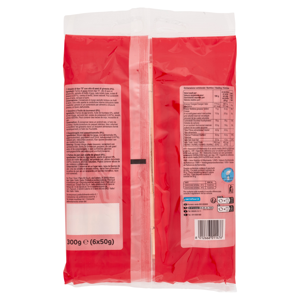 Carrefour Classic Grissini Torinesi 6 x 50 g