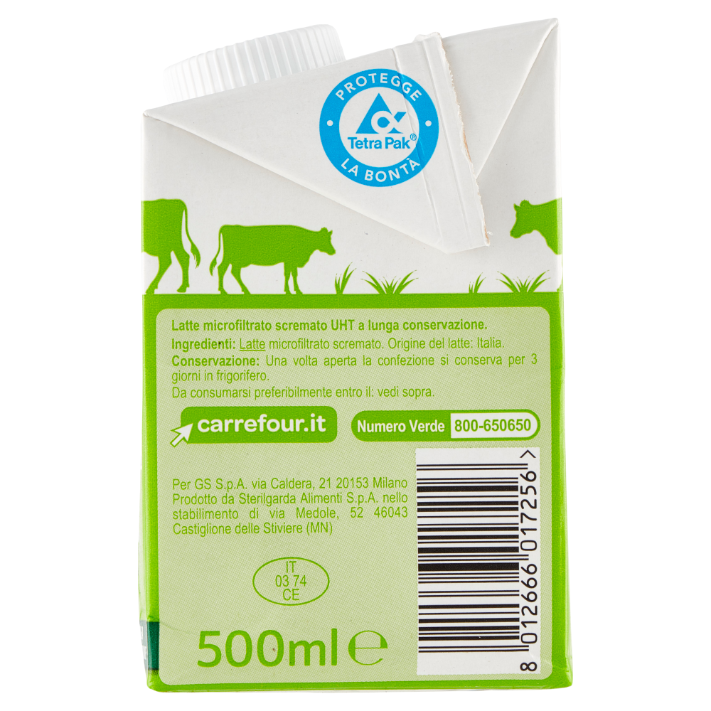 Carrefour Classic Latte UHT Scremato Microfiltrato 500 ml