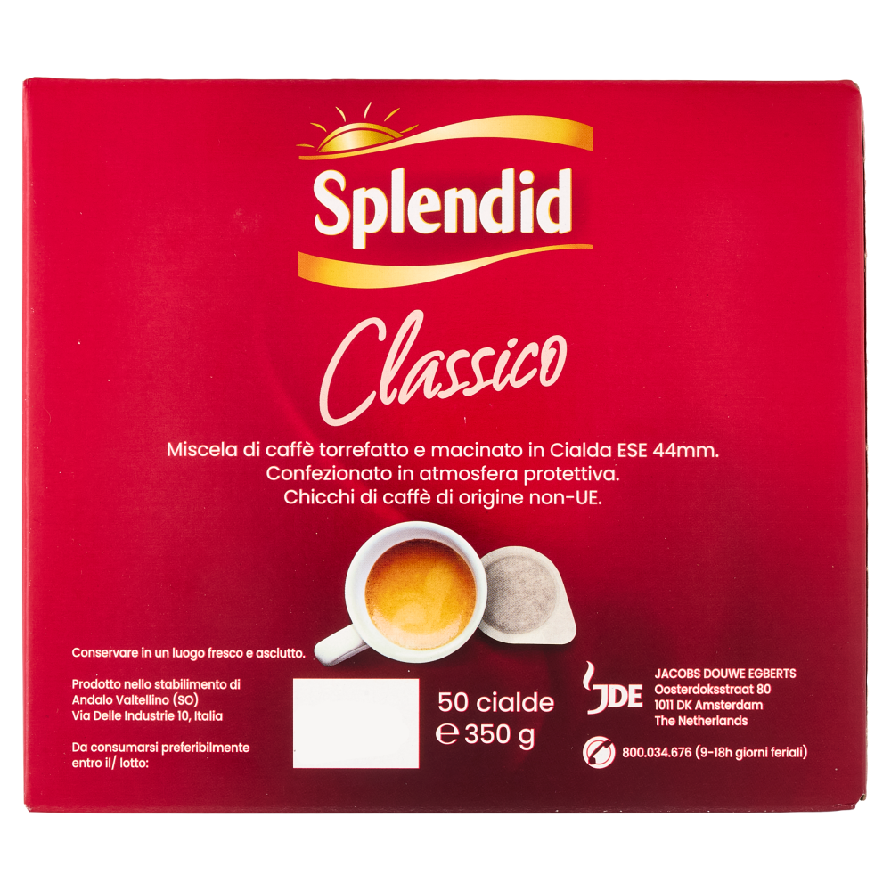 Splendid Classico 12 - 50 Cialde Caff&egrave; Compostabili ESE 44mm 350g