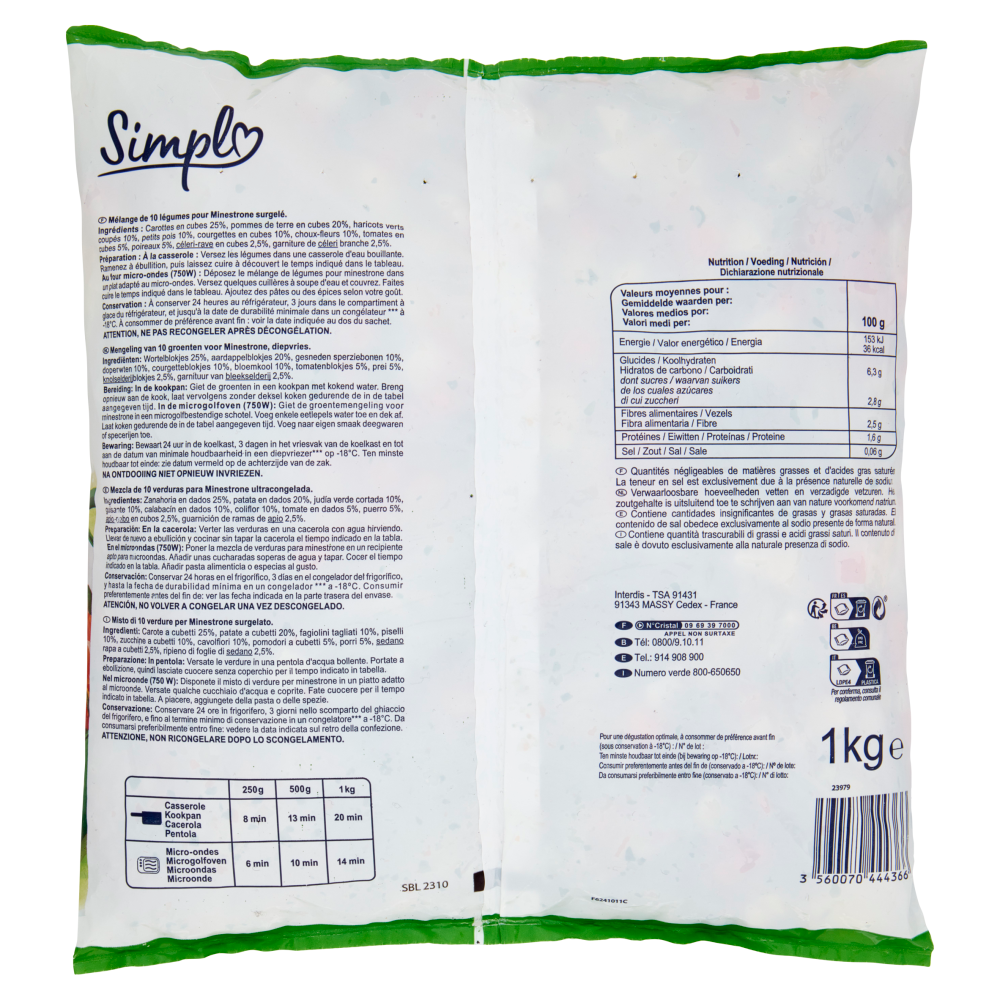 Simpl Minestrone 10 Verdure Surgelato 1 kg