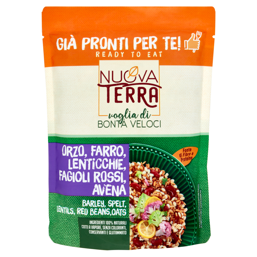 Nuova Terra Già Pronti per Te! Orzo, Farro, Lenticchie, Fagioli Rossi, Avena 250 g