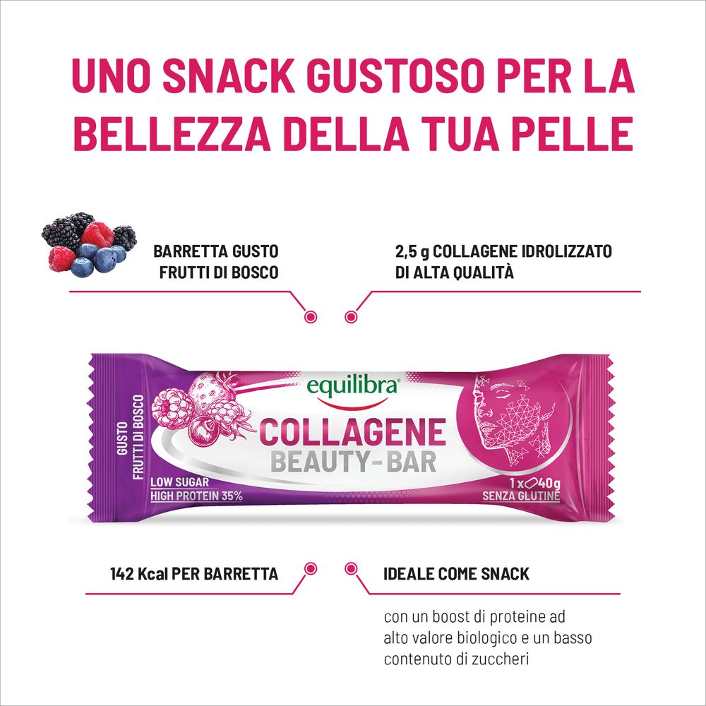 Equilibra Barretta Collagene Beauty Gusto Frutti di Bosco 40 g