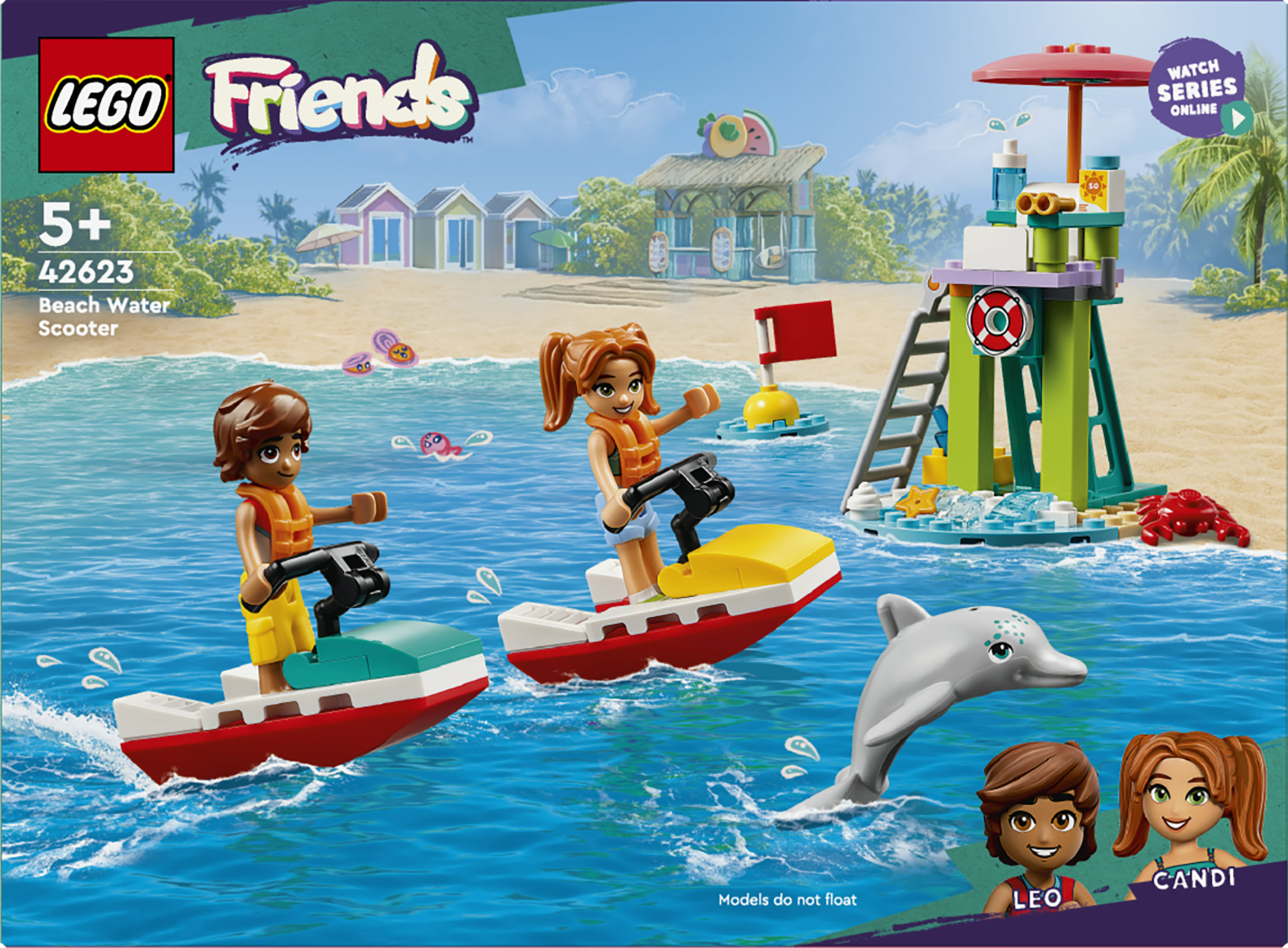 LEGO Friends 42623 Moto d&rsquo;Acqua, Giochi di Ruolo per Bambini 5+ con 2 Mini Doll e Delfino, Giocattoli da Bagnino, Idee Regalo