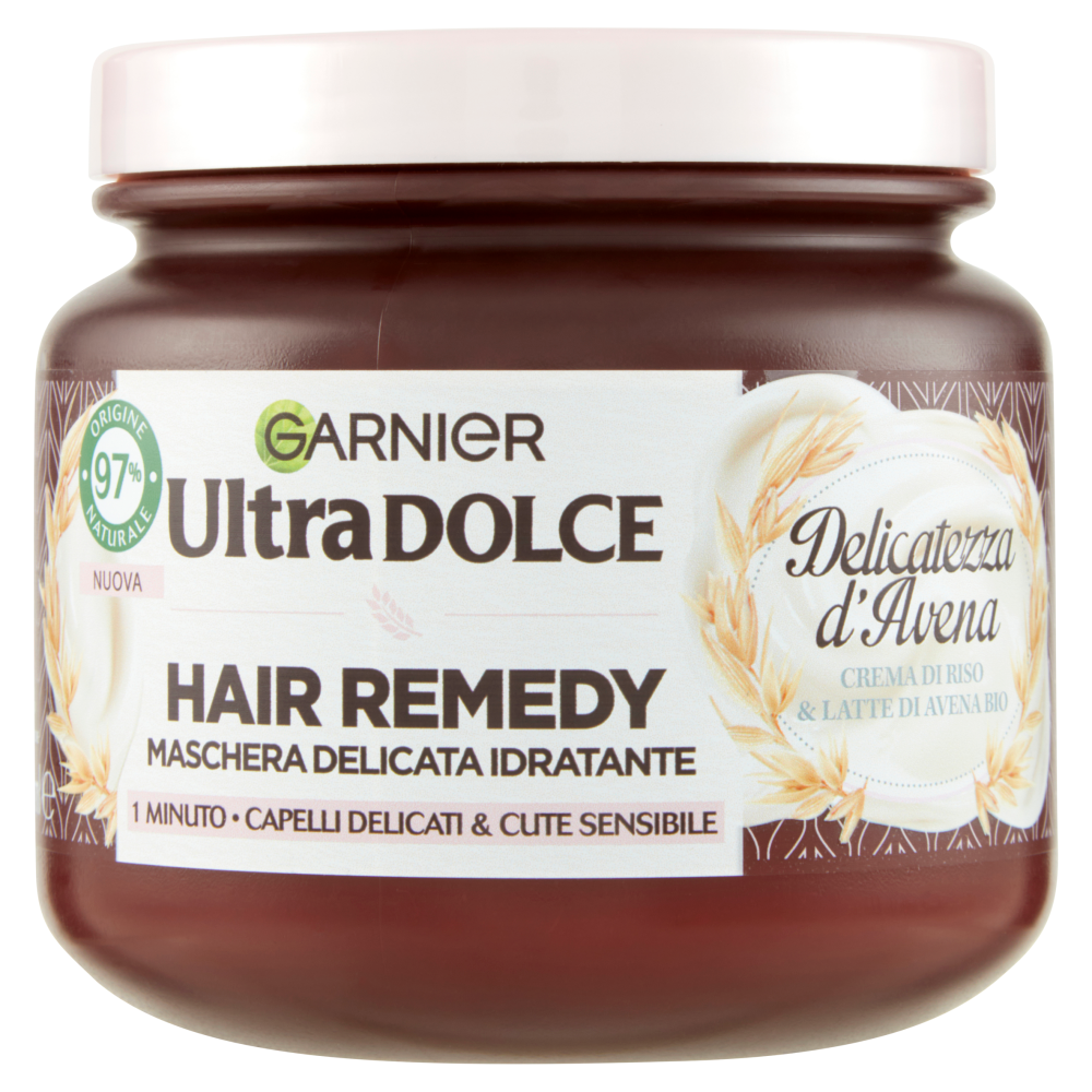 Garnier Ultra Dolce Hair Remedy Maschera per Capelli Delicata e Idratante Delicatezza d'Avena, 340ml