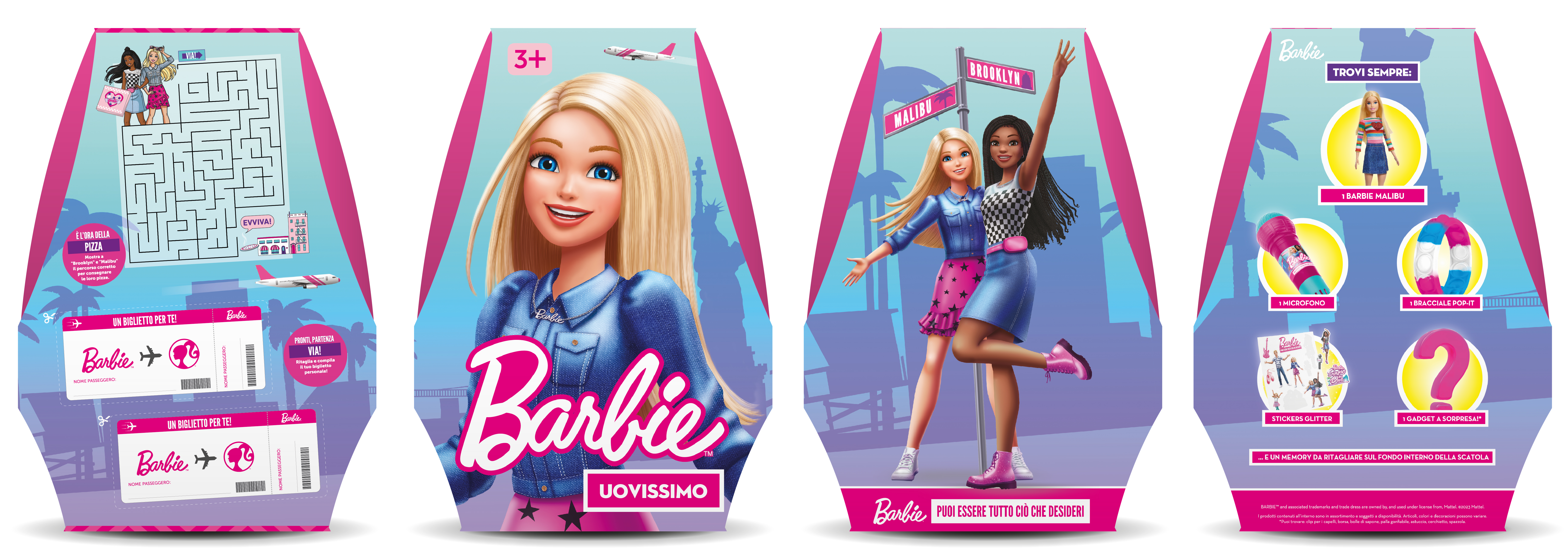 Barbie Uovissimo, include 1 Malibu e tanti accessori per essere una pop-star, 1 microfono, 1 bracciale pop-it, stickers glitterati e gadget a sorpresa, giocattolo per bambini