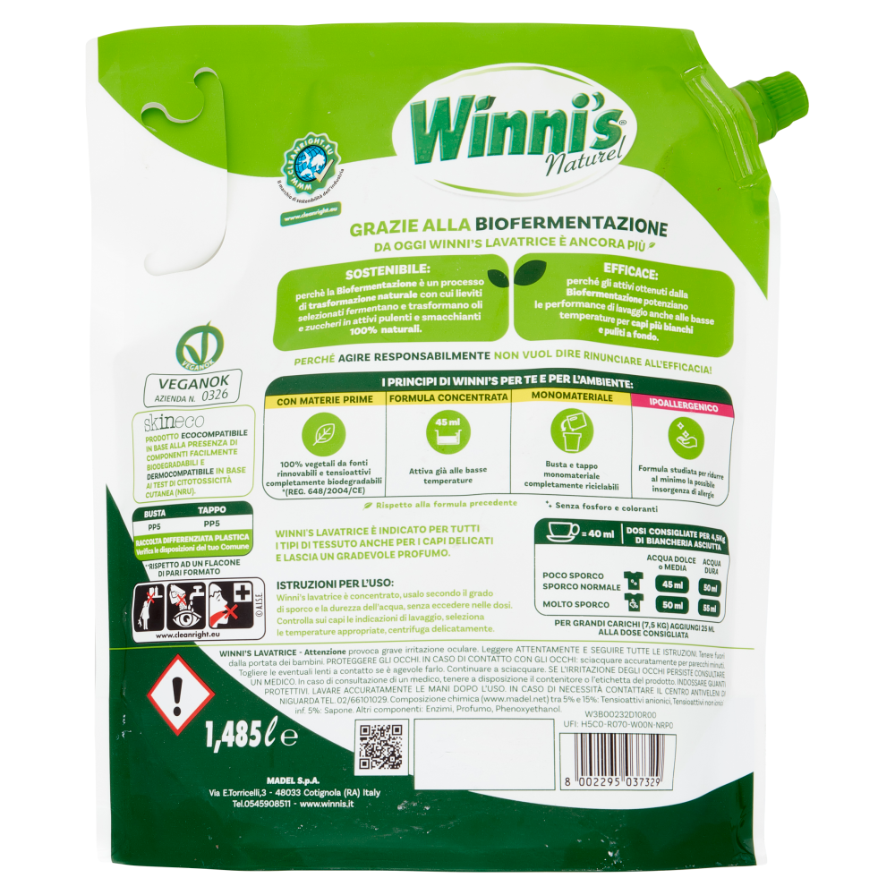 Winni's Naturel Lavatrice Aleppo e Verbena pouch 33 Lavaggi 1,485 l