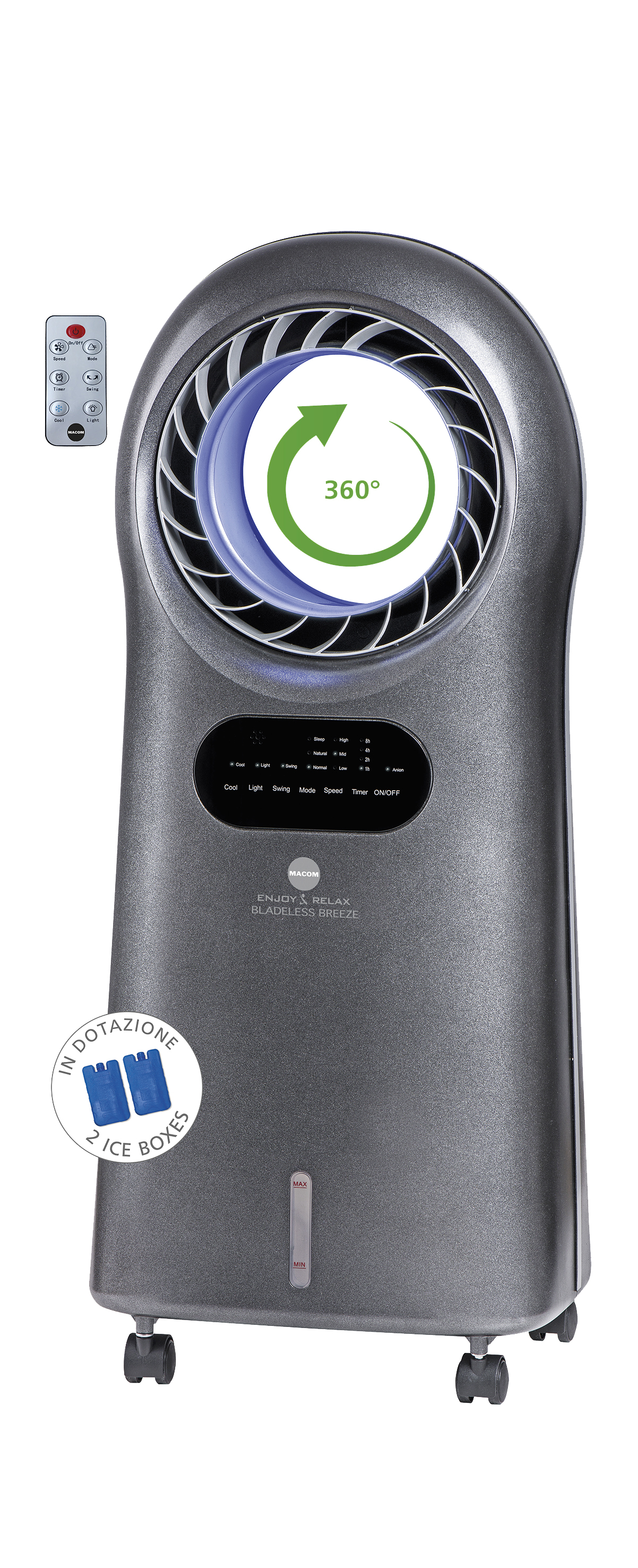 Macom Enjoy & Relax Bladeless Breeze Raffrescatore evaporativo