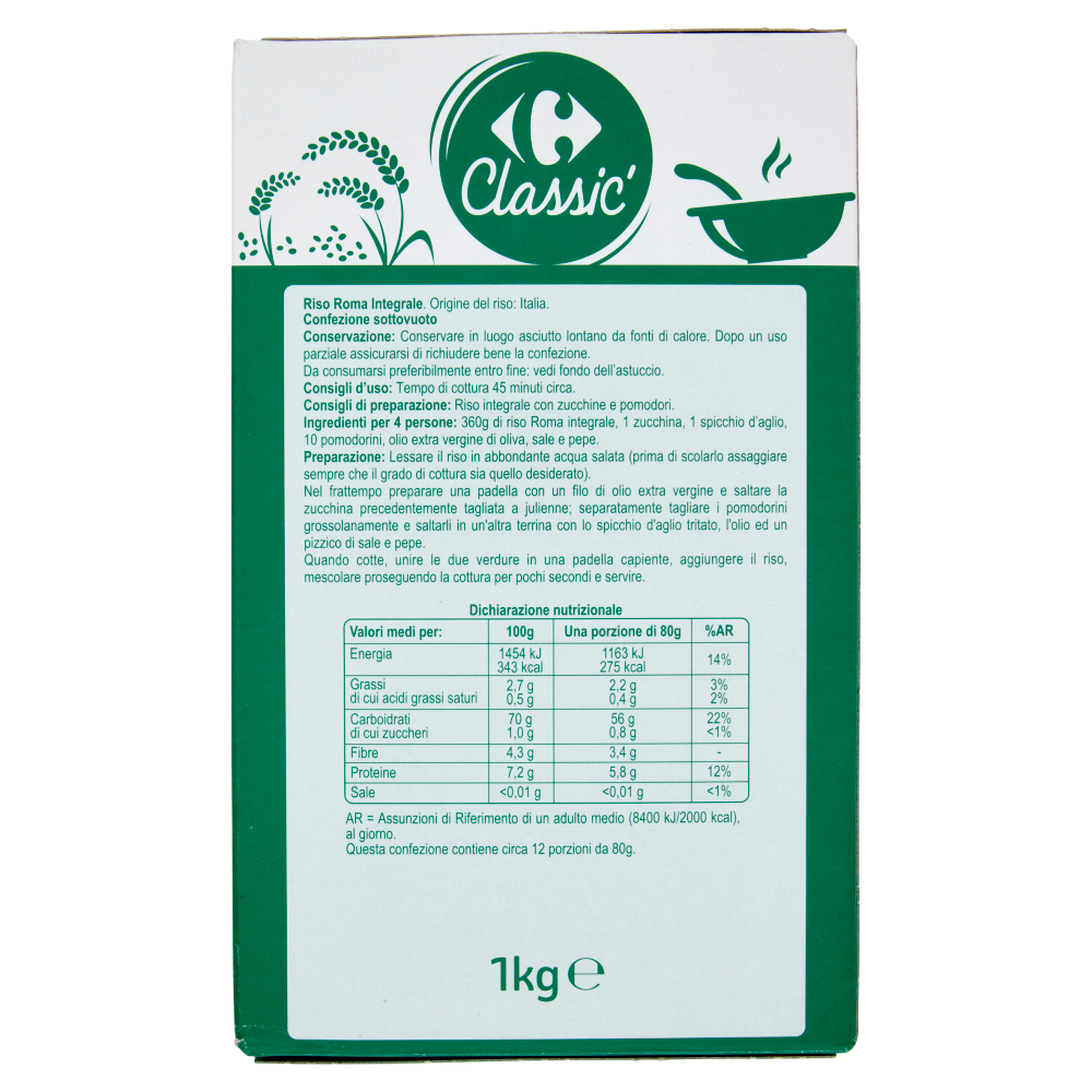 Carrefour Classic Riso Roma Integrale 1 Kg
