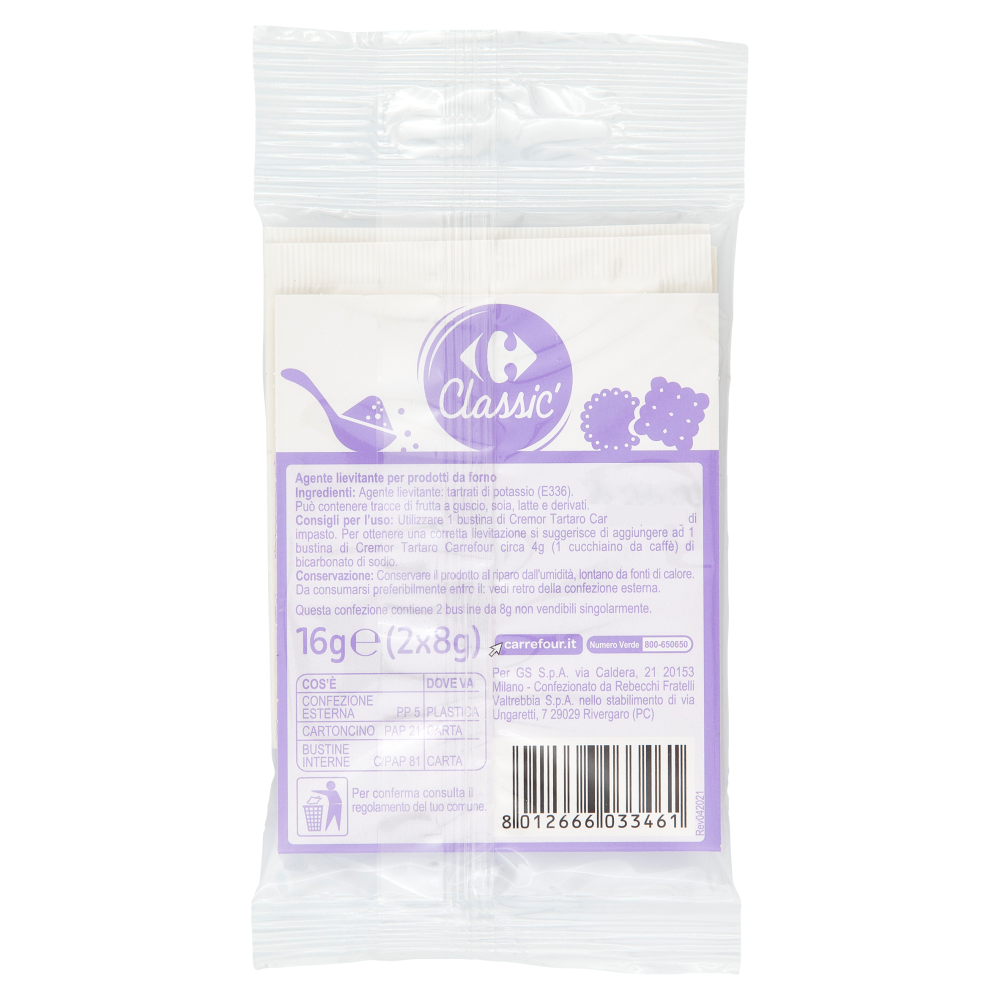 Carrefour Classic Cremor Tartaro 2 x 8 g