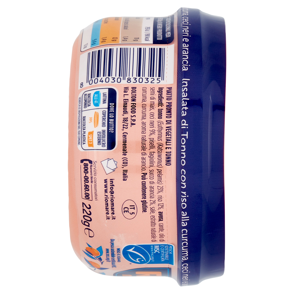 Rio mare Insalatissima Insalata di Tonno con riso alla curcuma, ceci neri e arancia 220 g