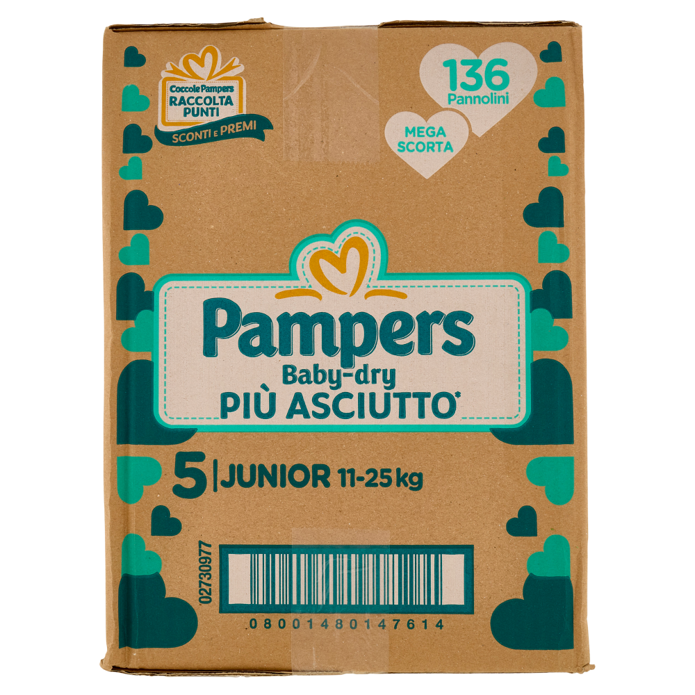 Pampers Baby-dry Junior 136 pz